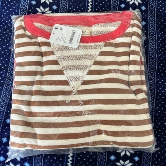 NWT We The Free Brown And Red Striped Crewneck Size Large - Picture 1 of 12